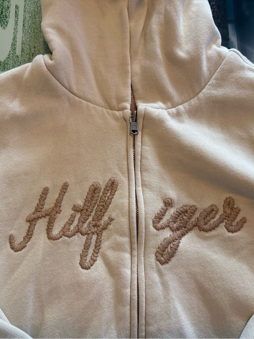 Tommy Hilfiger Women’s L Cream Sherpa Lined Full Zip Hoodie - Picture 2 of 6